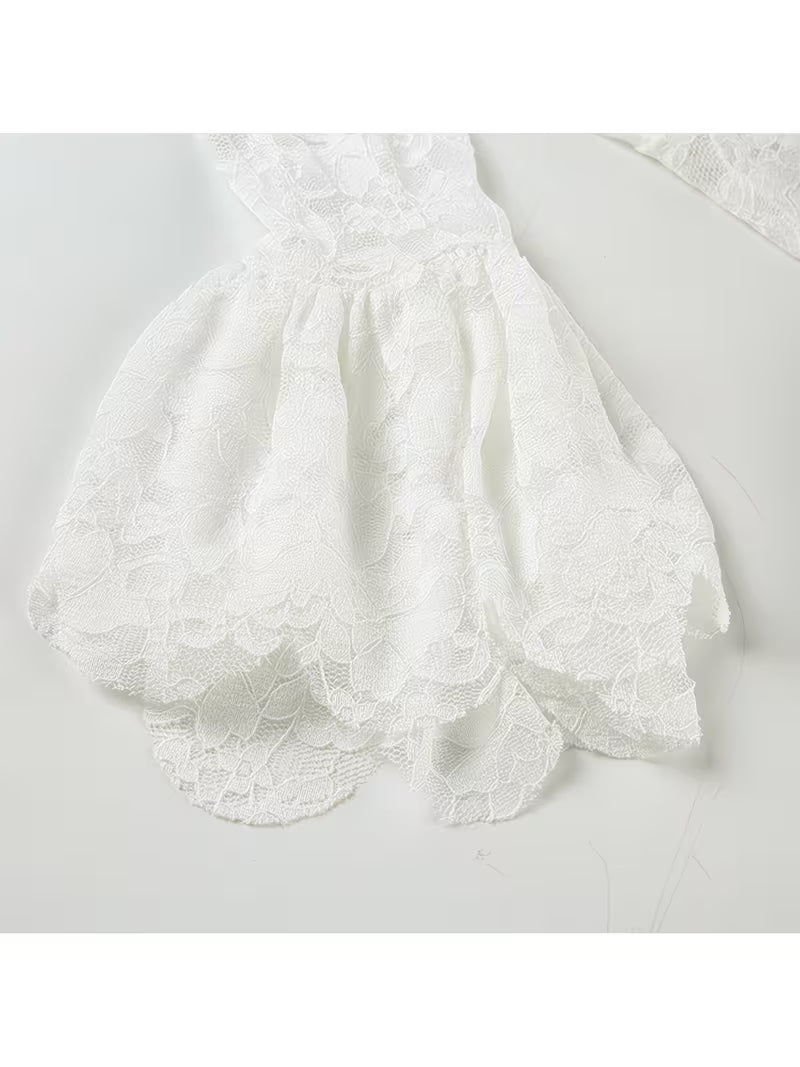 European and American New Lace Square-neck Front Hook Flower Sleeve Lace Short Top for Women, Vintage Style, Waist, Versatile Long Sleeves