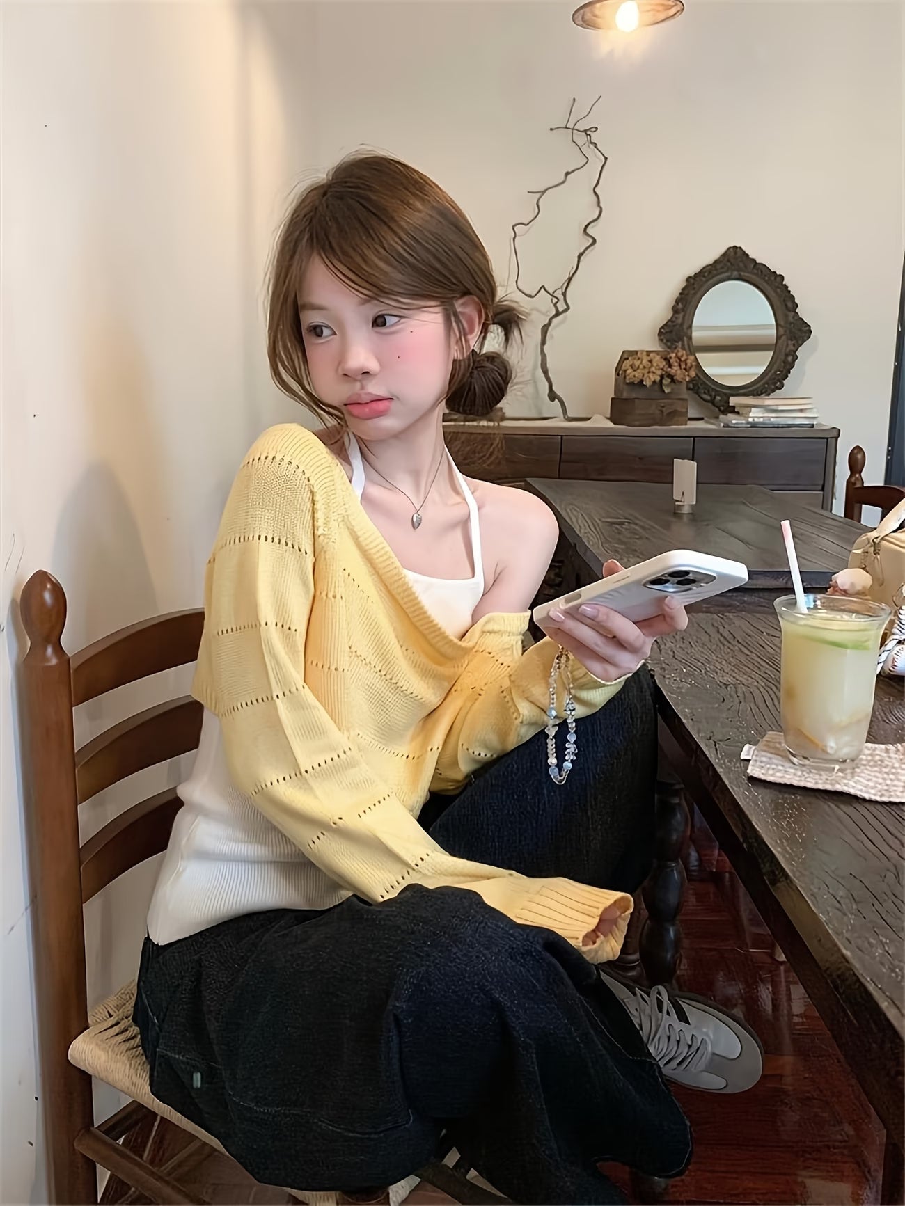 Fashionable And Versatile Long-Sleeve Top with an Off-Shoulder Design That Gives a Youthful Look