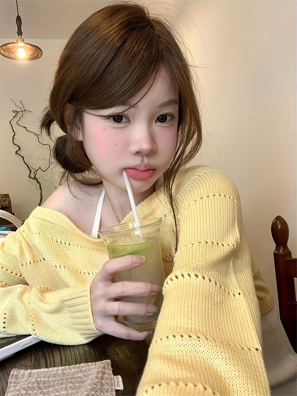 Fashionable And Versatile Long-Sleeve Top with an Off-Shoulder Design That Gives a Youthful Look