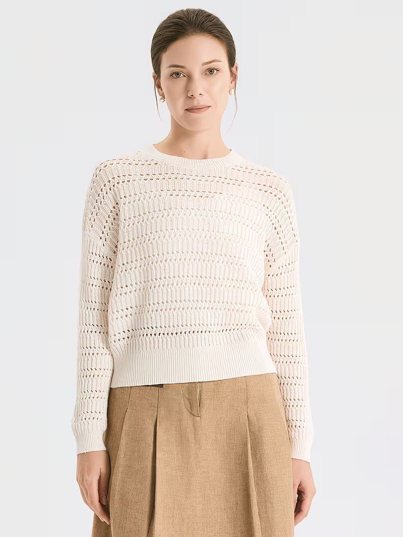 Women'S 7-Gauge 100% Linen Trousers, High-Waisted Wide-Leg Pants with Cut-Out Design, Soft And Breathable 2/24 Nm Yarn for Casual Stylish Looks, Essential for Spring And Summer