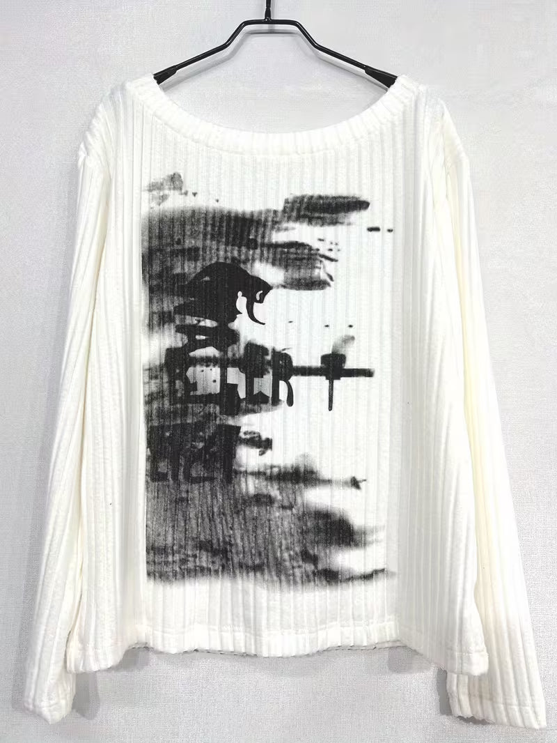 Y2K Fashion Korean Style Autumn/Winter Casual Long Sleeve Printed Loose Round Neck Top for Women