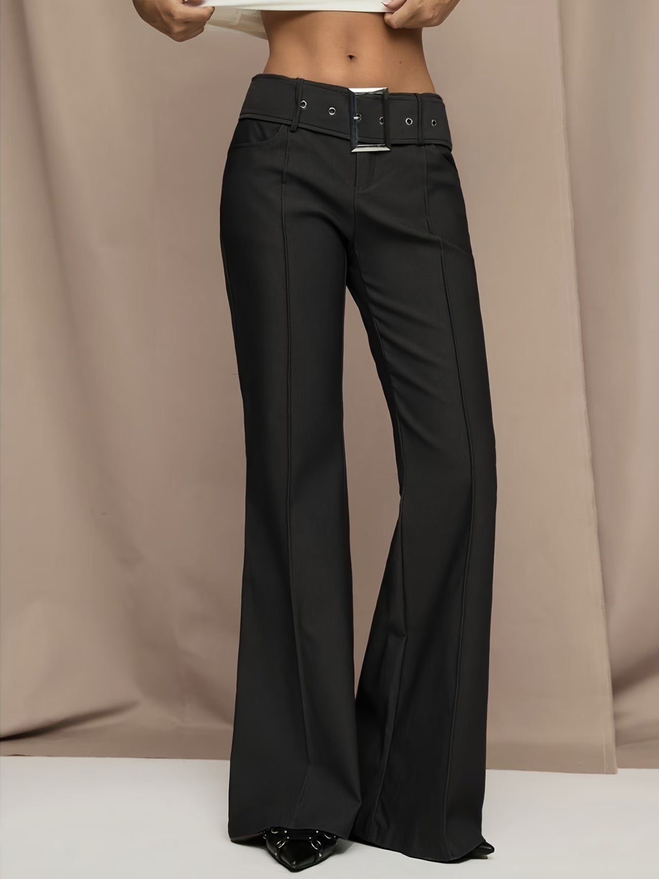 Fit Long Trousers- Unique Waist Belt Design for a Effect, Suitable for Daily Commuting, Elegant And Fashionable Casual Pants- Slim-Fit Versatile Outdoor Japanese, Korean, European And American Style Solid Color Trousers for All Seasons