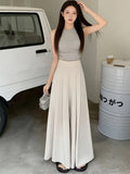 Wide Leg Skirt Pants for Women's Spring and Summer New Fashion A-line Pants with High Waist, and Sagging Feeling, Casual and Versatile Straight Tube Yamamoto Skirt Pants