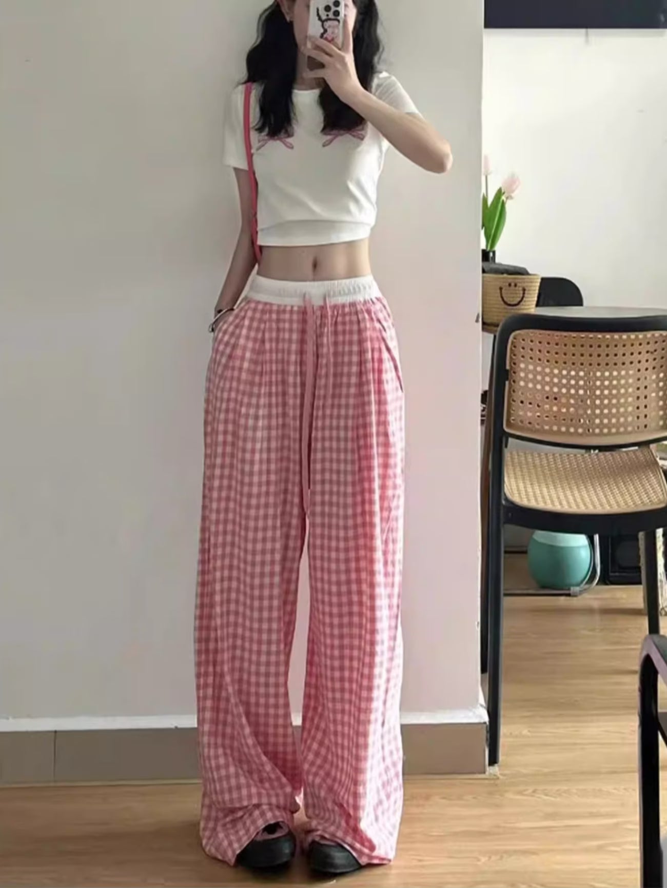 Women's Vintage Wide-Leg Pants - High-Waisted Loose Trousers with & Elastic-Free, Solid Color Casual/ Wear, Machine Washable - Trousers Suitable for Body Types