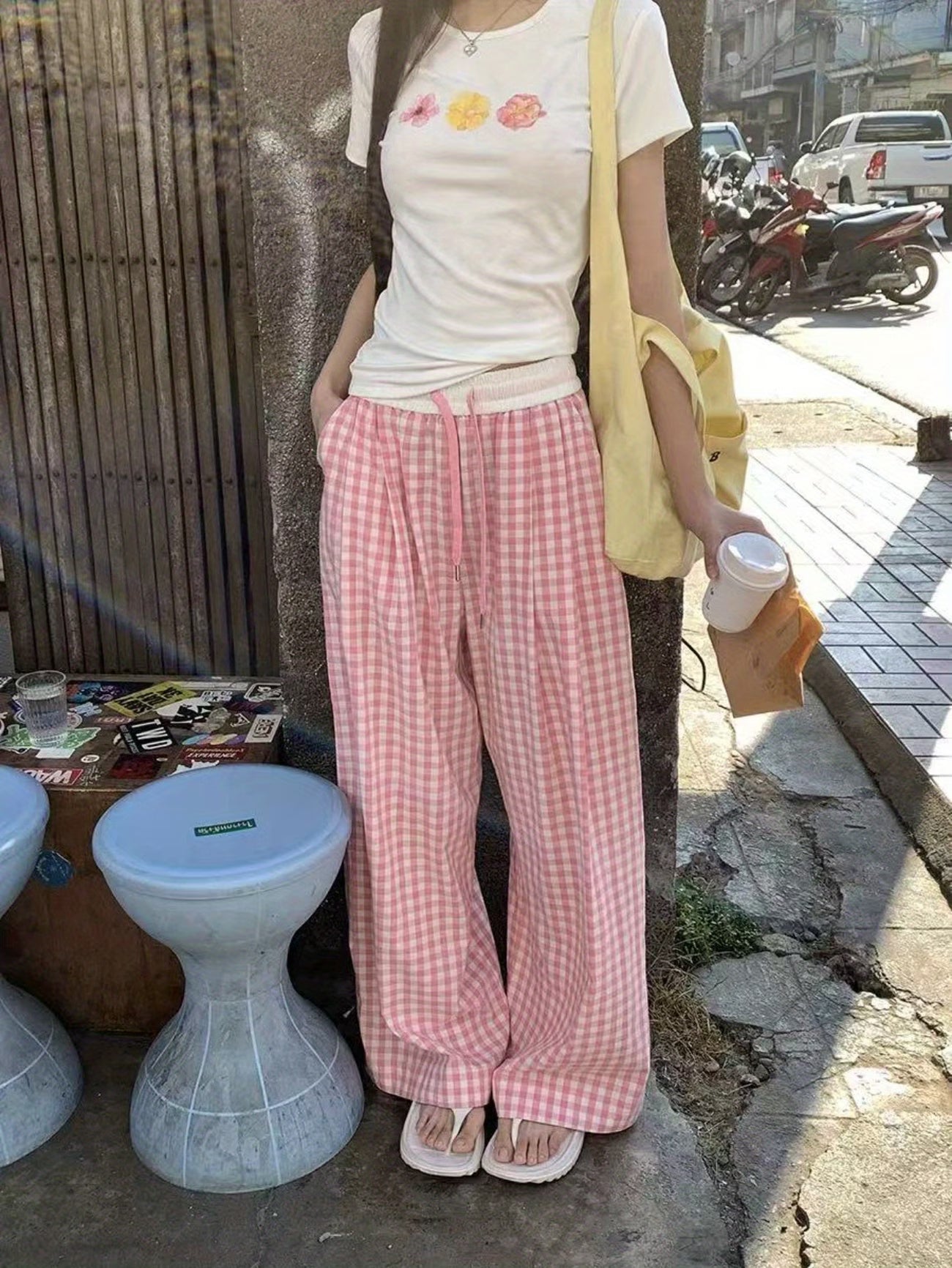 Women's Vintage Wide-Leg Pants - High-Waisted Loose Trousers with & Elastic-Free, Solid Color Casual/ Wear, Machine Washable - Trousers Suitable for Body Types