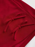 Women's Y2K High-Waisted Mini with Bow Accent - Short Short Party, Red/Deep Red Color, Machine Washable, All-Season Wear for Clubwear, Outfits & Everyday Style (No Needed)