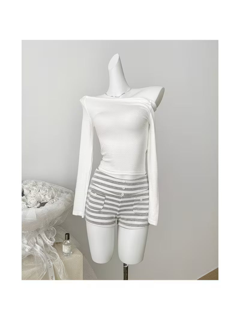 Women'S Striped Casual Shorts, Cute Button Detail Bodycon Summer Hot Pants