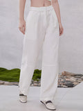 Premium 100% Linen Wide Leg Pants Women's Elegant Luxury Summer High Waist Trousers