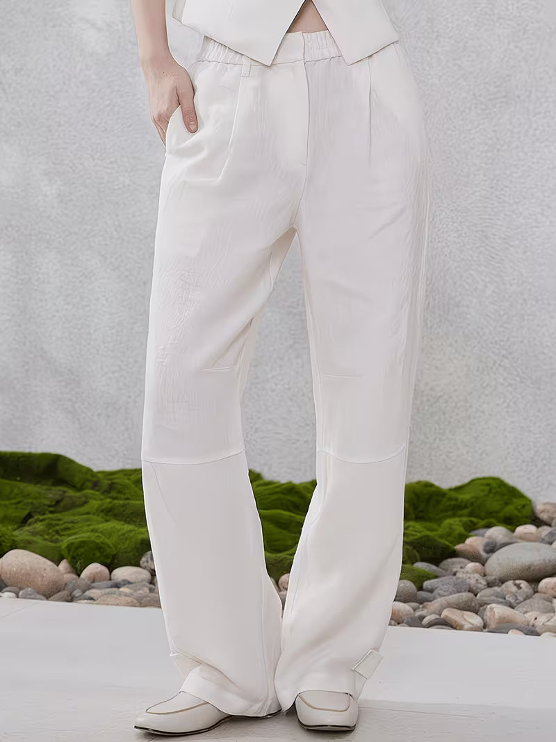 Premium 100% Linen Wide Leg Pants Women's Elegant Luxury Summer High Waist Trousers