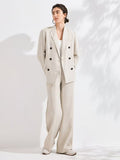Women'S Luxury Linen Wide-Leg Trousers, 95% Linen with 100% Lining, Italian Inspired Relaxed Fit Pants, Lightweight Breathable Fabric for Casual Business & Office Style