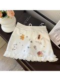 Y2K Floral Skirt, A-line Pleated Mini Skirt, High Waist Cut, Women Casual Bottoms, Romantic Pastoral Vibe, Trendy Short Skirt, Party, Club, Daily Street Outfit, Slim Silhouette, Spring, Summer, Autumn