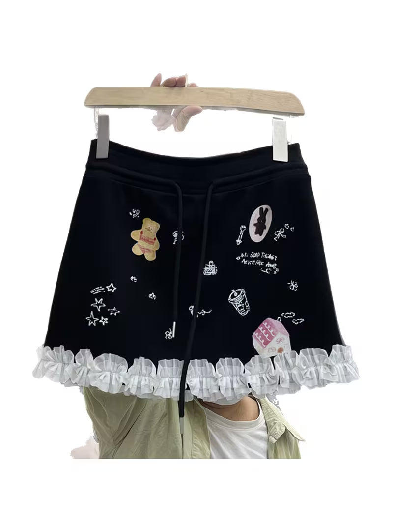 Y2K Floral Skirt, A-line Pleated Mini Skirt, High Waist Cut, Women Casual Bottoms, Romantic Pastoral Vibe, Trendy Short Skirt, Party, Club, Daily Street Outfit, Slim Silhouette, Spring, Summer, Autumn