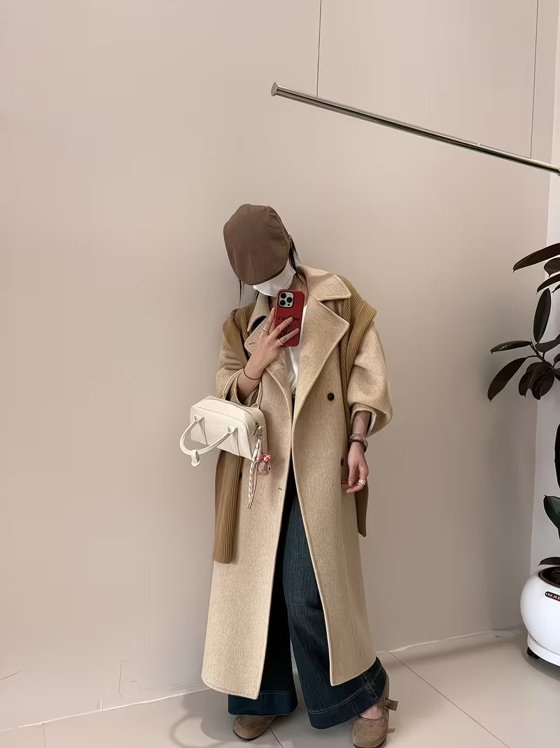 High-End Elegant Solid Color Wool Coat, Versatile Commuter Fashion, Women's Gift, Christmas Gift