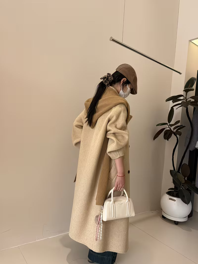 High-End Elegant Solid Color Wool Coat, Versatile Commuter Fashion, Women's Gift, Christmas Gift