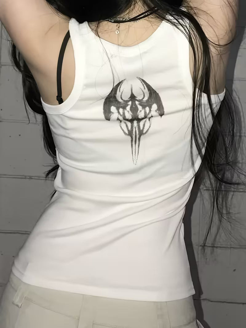 Harajuku Rivet Letter Print Babe Tank Top