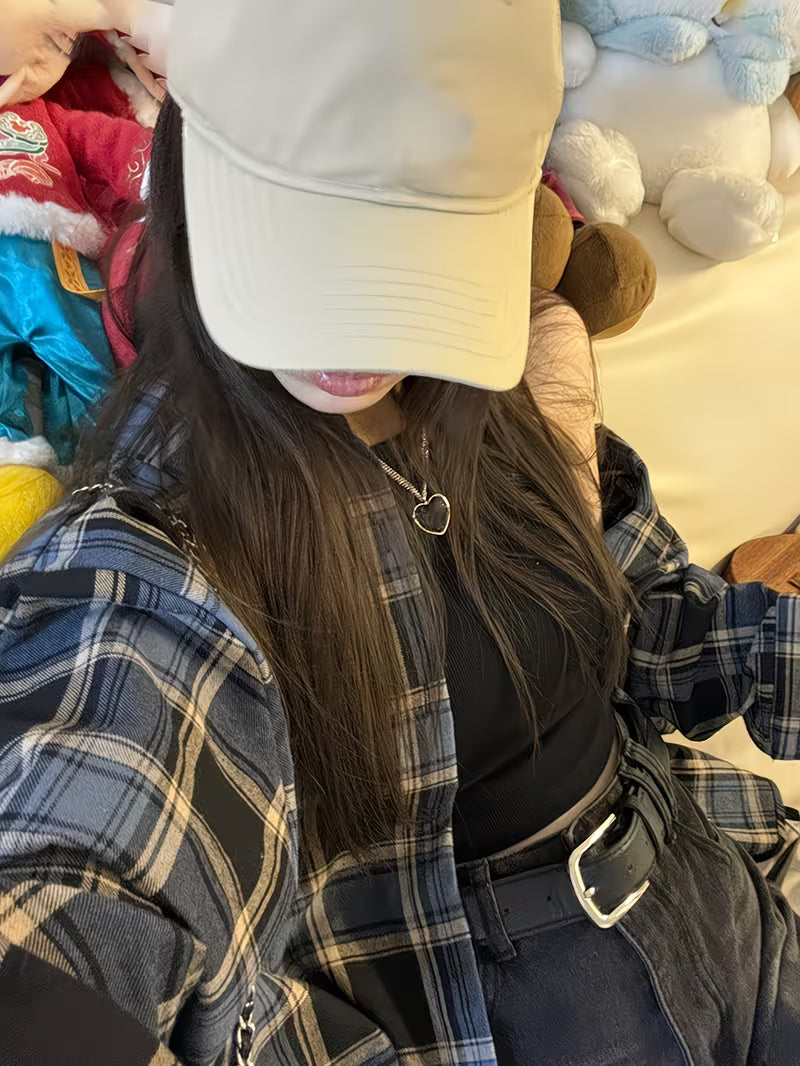 Korean-style Vintage Long-Sleeve Plaid Shirt Jacket for Spring, Summer, and Autumn, Designer-Inspired, Niche, Loose Fit, Versatile, Lapel Shirt, Trendy