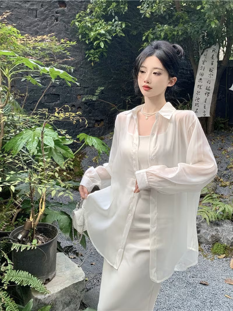 Sunscreen Shirt Jacket Women'S Summer Thin Style New Chinese Style Long Sleeve Cardigan Loose And Fashionable Chiffon Outer Top