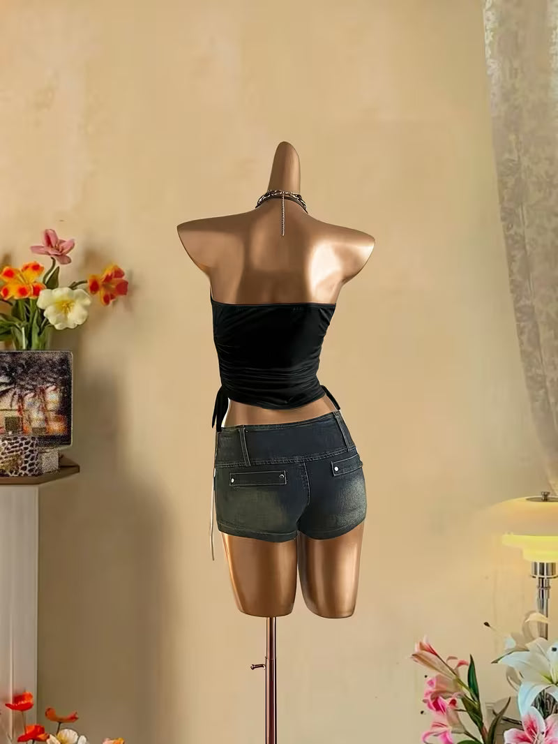 Women's Spring/Summer T-Shirt, Trendy Apparel, Bodysuit, Sleeveless Top, Casual Versatile Slim-Fit Top, Bodycon Party Wear for New Year's Eve, Date Night, Christmas Cosplay, Summer Women's Clothing