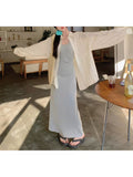 French Style Lace up Split Shirt for Spring and Summer, Thin and Gentle Design with Wave Points, Loose Long Sleeved Shirt, Outerwear Top