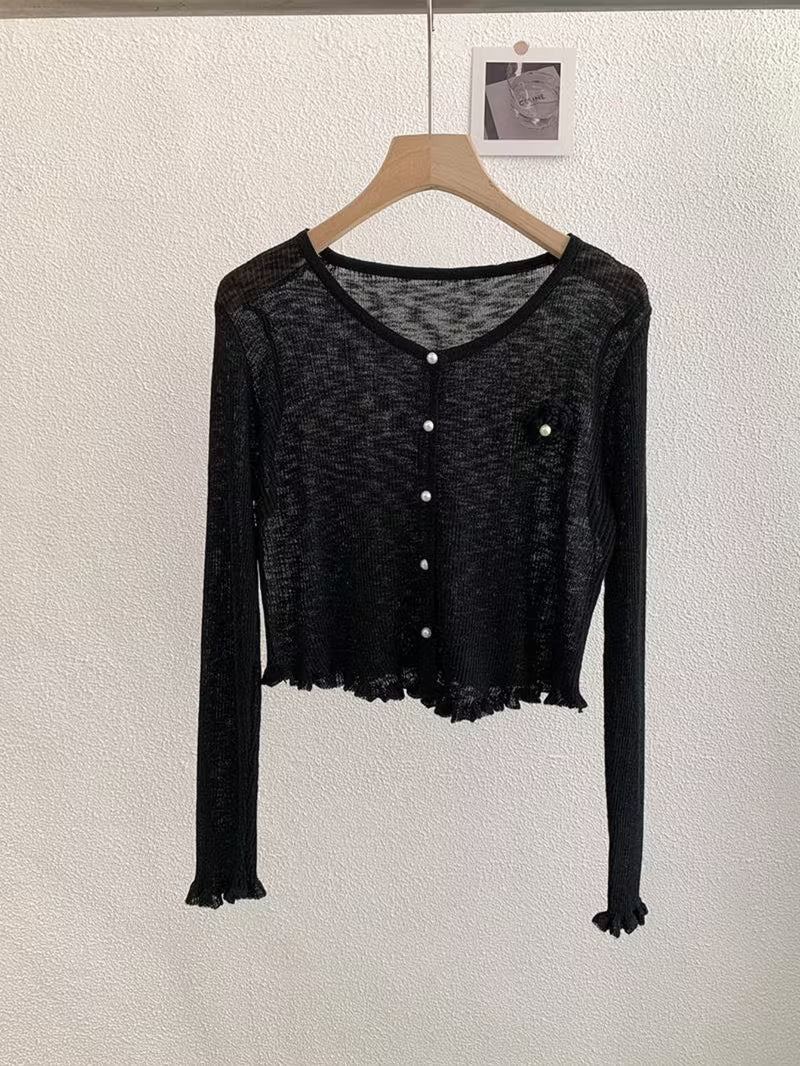 Women'S Gentle Long Sleeve Cover Up, Summer Cropped 3D Floral Cardigan, Versatile Casual Outerwear Top