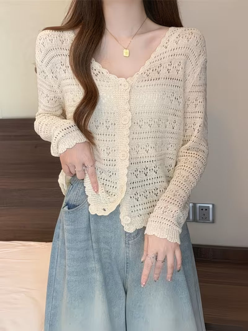 Women'S Lightweight Cardigan - V-Neck Long Sleeve Sweater with Button Front, Chic Layering Piece for Office, Party, Everyday - Easy Care Sweater for All Seasons, Party Outfit, Openfront Design, Breathable Fabric, Versatile Top, Casual Wearers