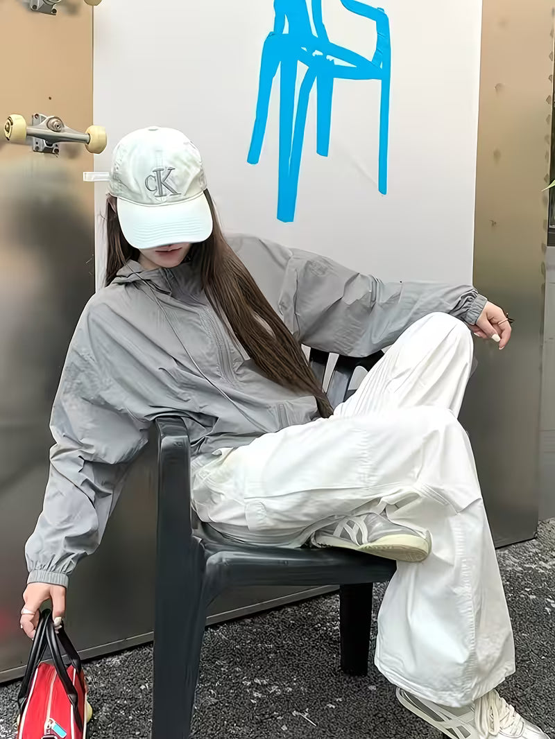 Women'S Long Sleeve Short Hooded Zippered Jacket | Casual Non-Stretch Solid Color Jacket for Spring/Summer/Fall, Weekend Casual Use