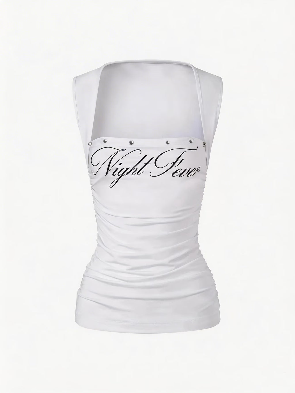 Y2K Pure Desire Style Hot Halter Top Letter Print Waist-Cinching Pleated Outerwear Top
