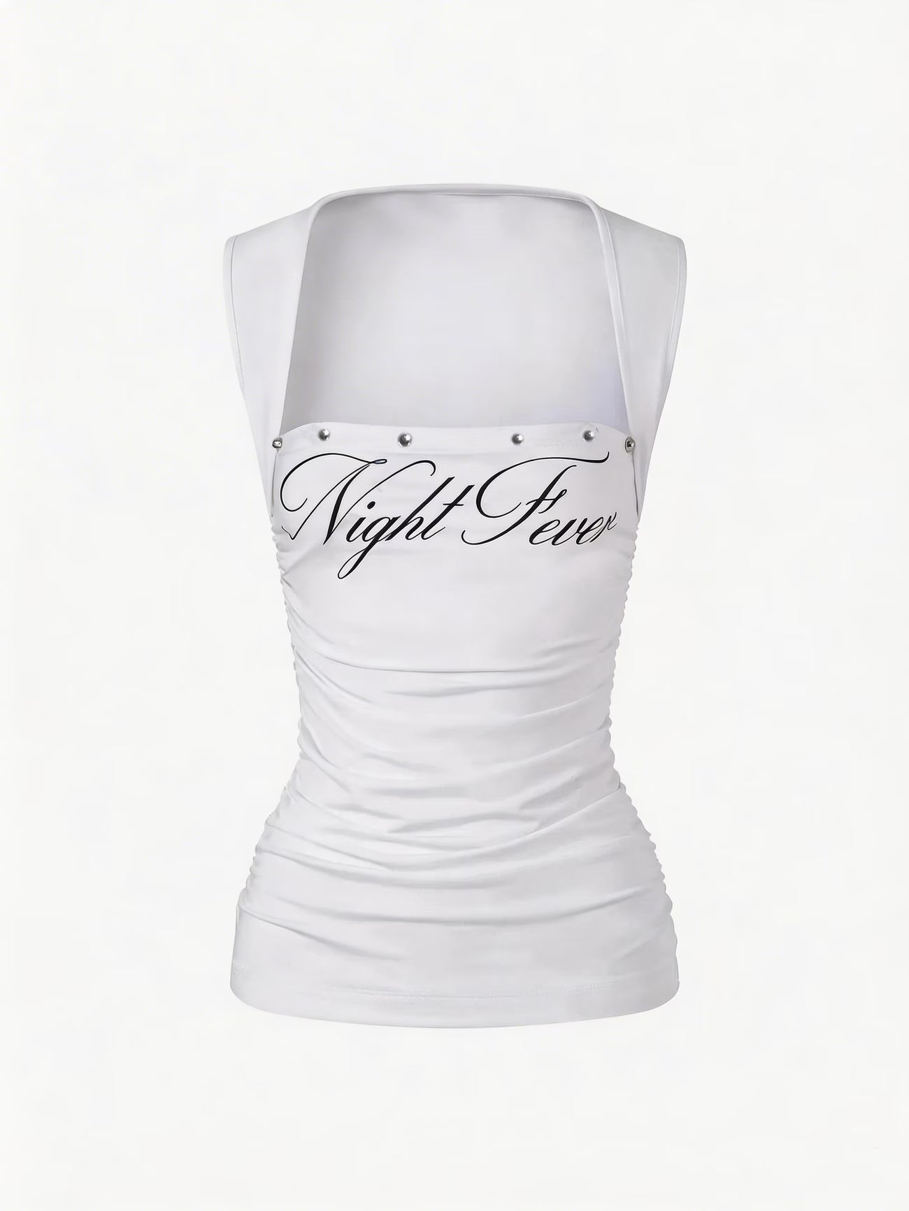 Y2K Pure Desire Style Hot Halter Top Letter Print Waist-Cinching Pleated Outerwear Top