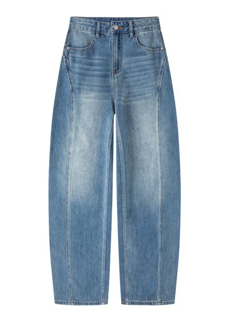 Women'S High Waist Light Wash Wide Leg Jeans with Seam Detail Loose Straight Pants Light Wash Denim Wide Leg Pants, High Waist with Split Seam And Loose Fit High Waist Loose Straight Jeans