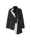 Women's Intricately Crafted Blazer with Color-blocking And Irregular Cutting