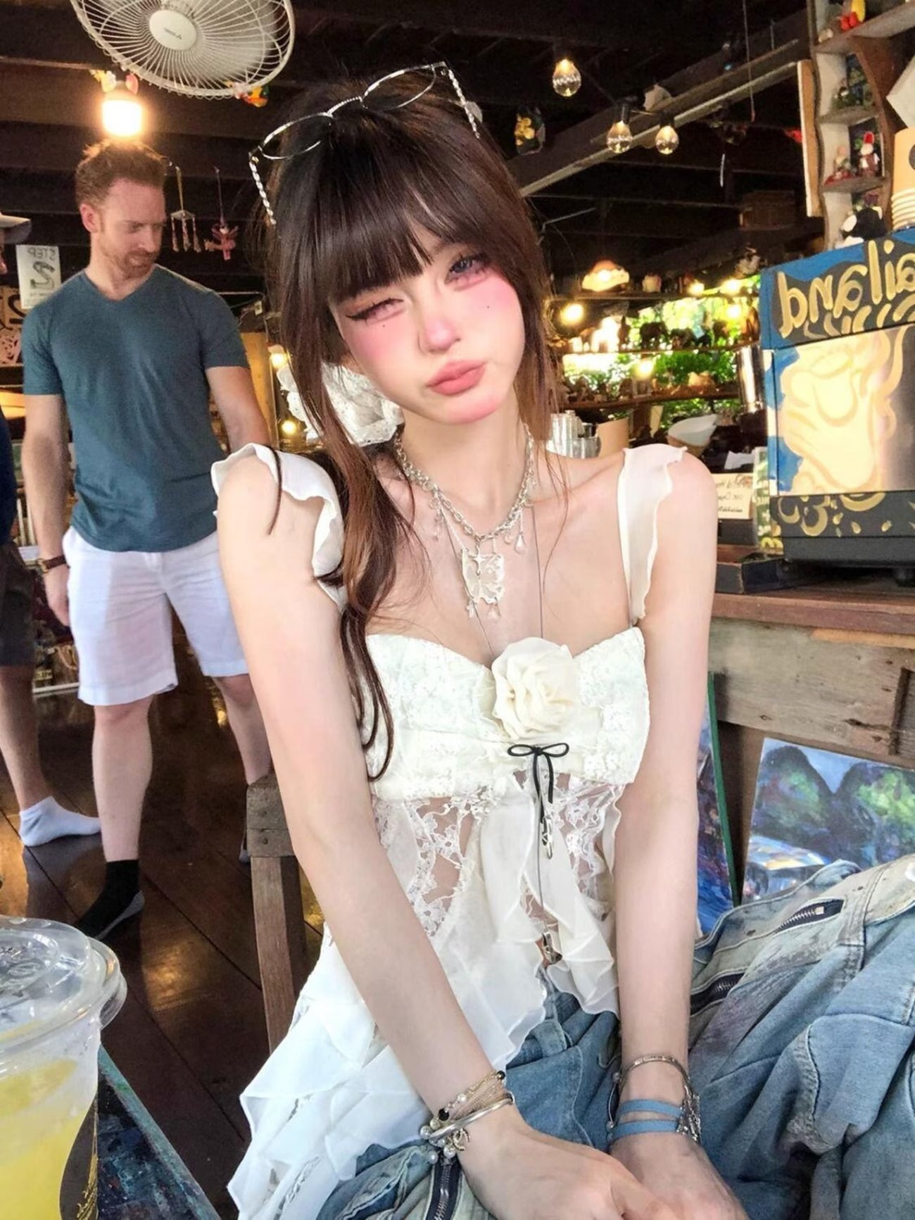 omen's Summer New Lace Cami Top - Vacation Outfit, Ruffle Hem Asymmetric High Low Peplum Top, Sheer Going Out Tank