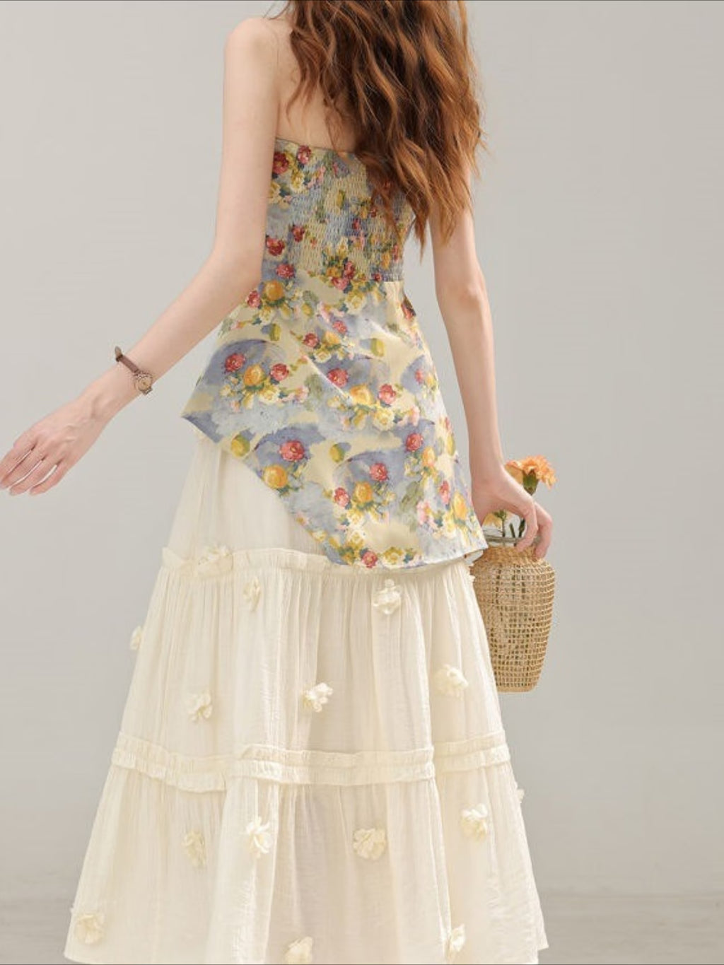 Women's Summer Floral Print Crop Top with Irregular Waistline and Cut-Out Design